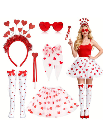 Ensemble d'accessoires de costume en forme de cœur pour la Saint-Valentin