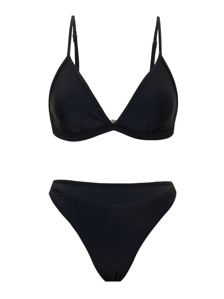 Ensemble bikini et paréo en maille unie années 1960