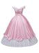 Robe rose à épaules dénudées plissée et ornée d'un nœud en satin années 50