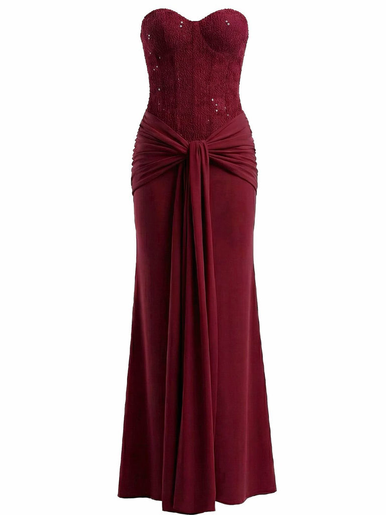 Robe longue bustier à lacets unie années 1930