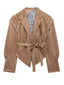 Veste à boutons unis en col en V et lacets années 1980