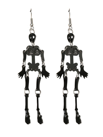 Boucles d'oreilles squelette en alliage noir pour Halloween