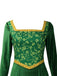 Green 1930s Shrek Medieval Style Embroidered Dress