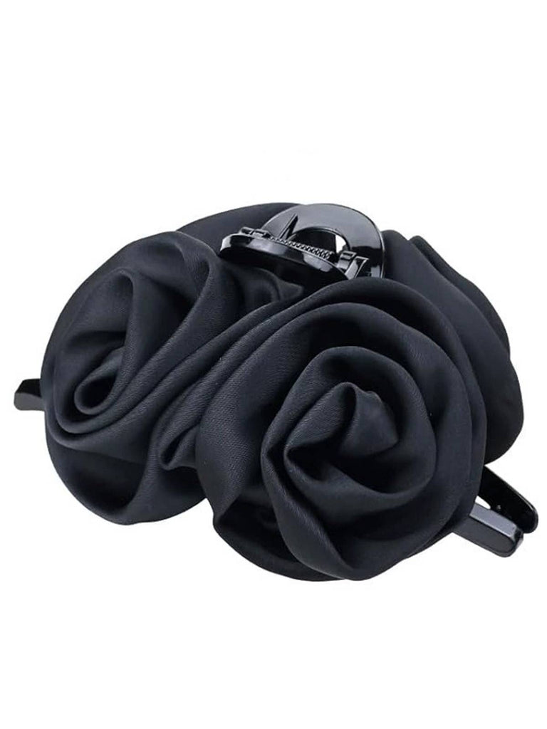 Pince à cheveux en satin rose florale 3D pour la Saint-Valentin