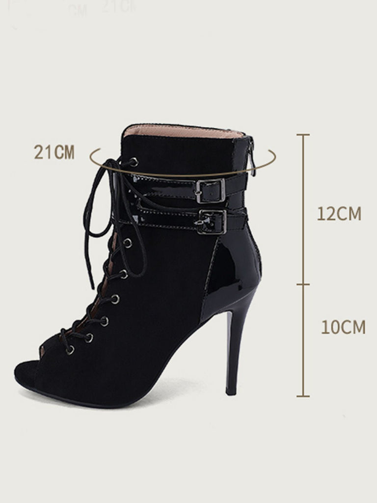 Bottes mi-mollet à bout ouvert et à cordon de serrage en métal