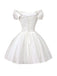 White 1960s Satin Off-Shoulder Mini Dress