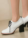 Chaussures En Cuir Vintage À Lacets Talon Épais