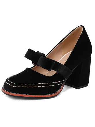 Escarpins Mary Jane en daim uni avec nœud