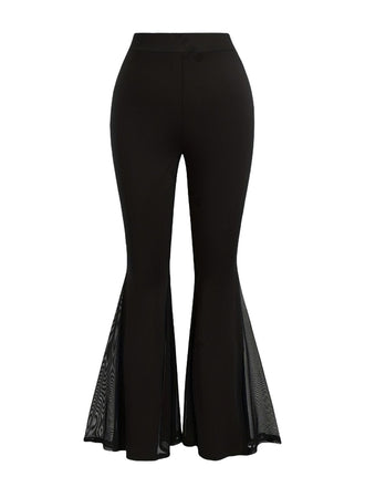 [Grande Taille] Pantalon évasé taille haute filet noir 1930s