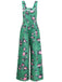 Combinaison pantalon large à imprimé floral vert années 1940