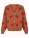 Cardigan en maille à imprimé cœur style Saint-Valentin années 1950