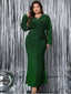 [Grande Taille] Robe de soirée sirène verte manches longues paillettes années 1940