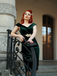 Robe Crayon Vintage Verte Année 60 Solide en Velours 18