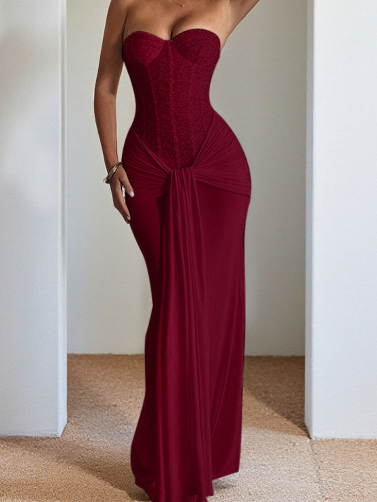 Robe longue bustier à lacets unie années 1930