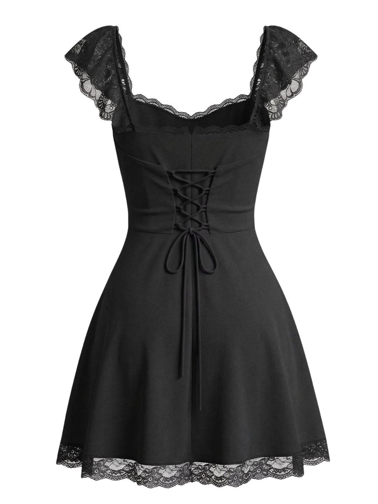 Dentelle Col Carré Dos Nu Robe Française Années 1960 7