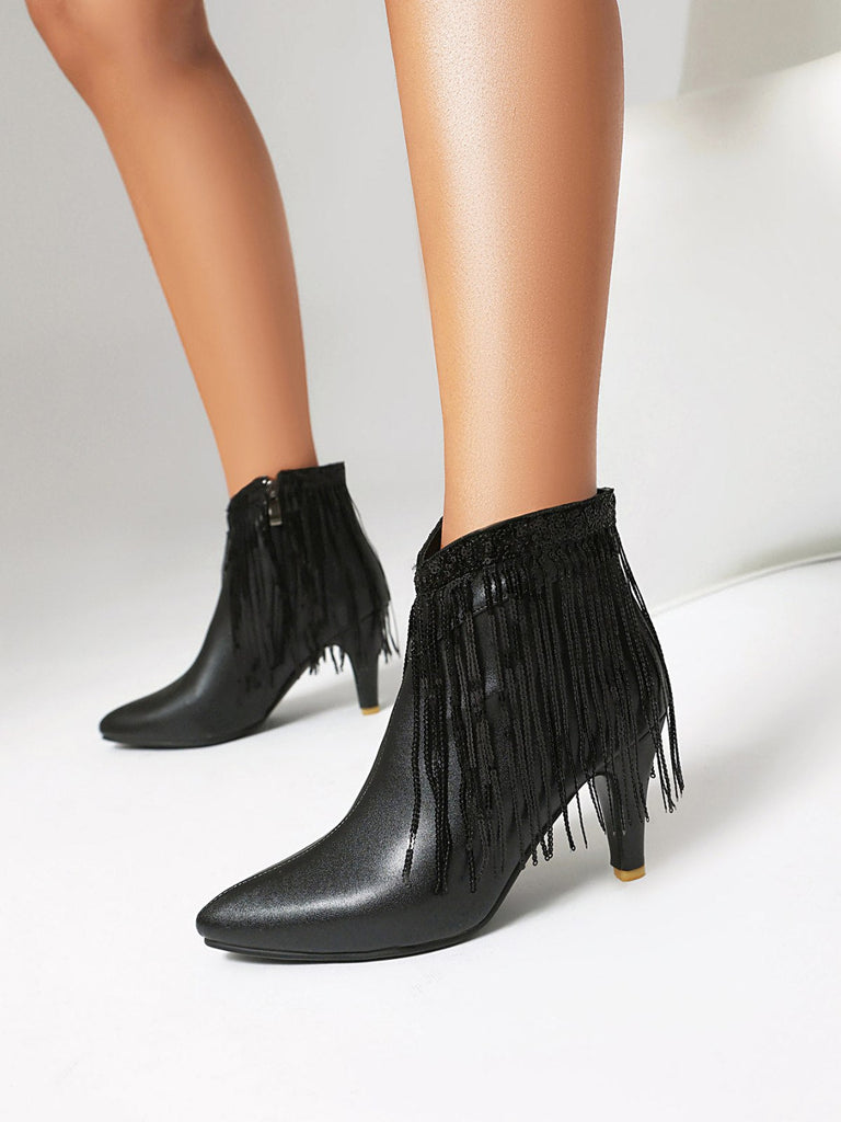 Bottines Chelsea à bout pointu et pompons métalliques