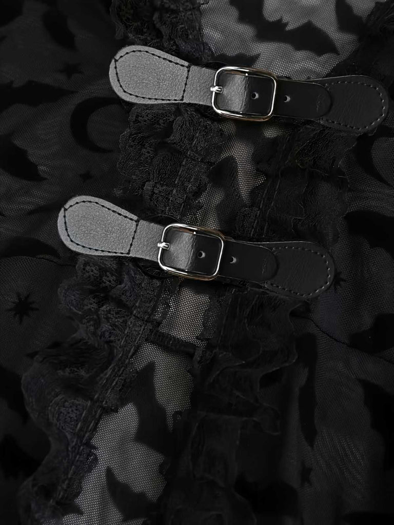 [Grande taille] 2PCS en maille noire style chauve-souris et robe verte des années 40