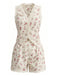 Ensemble 2 Pièces Top Floral Dentelle Patchwork et Short Beige Années 40
