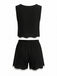 Ensemble 2 Pièces Gilet Sans Manches Crochet et Short Noir Années 50