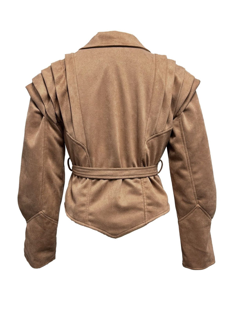 Veste à boutons unis en col en V et lacets années 1980