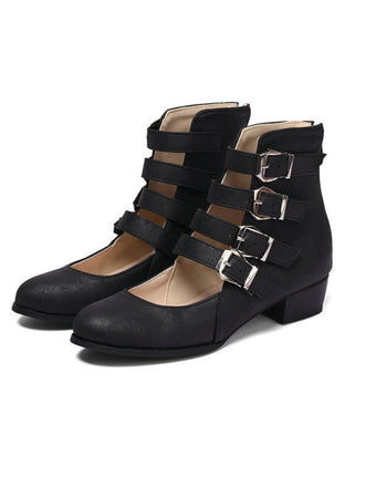 Bottes à bout rond petit talon épais et ajourées