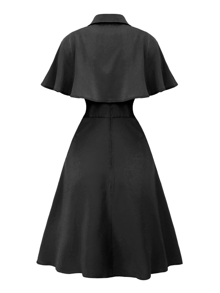 Robe capelet à revers uni des années 1950