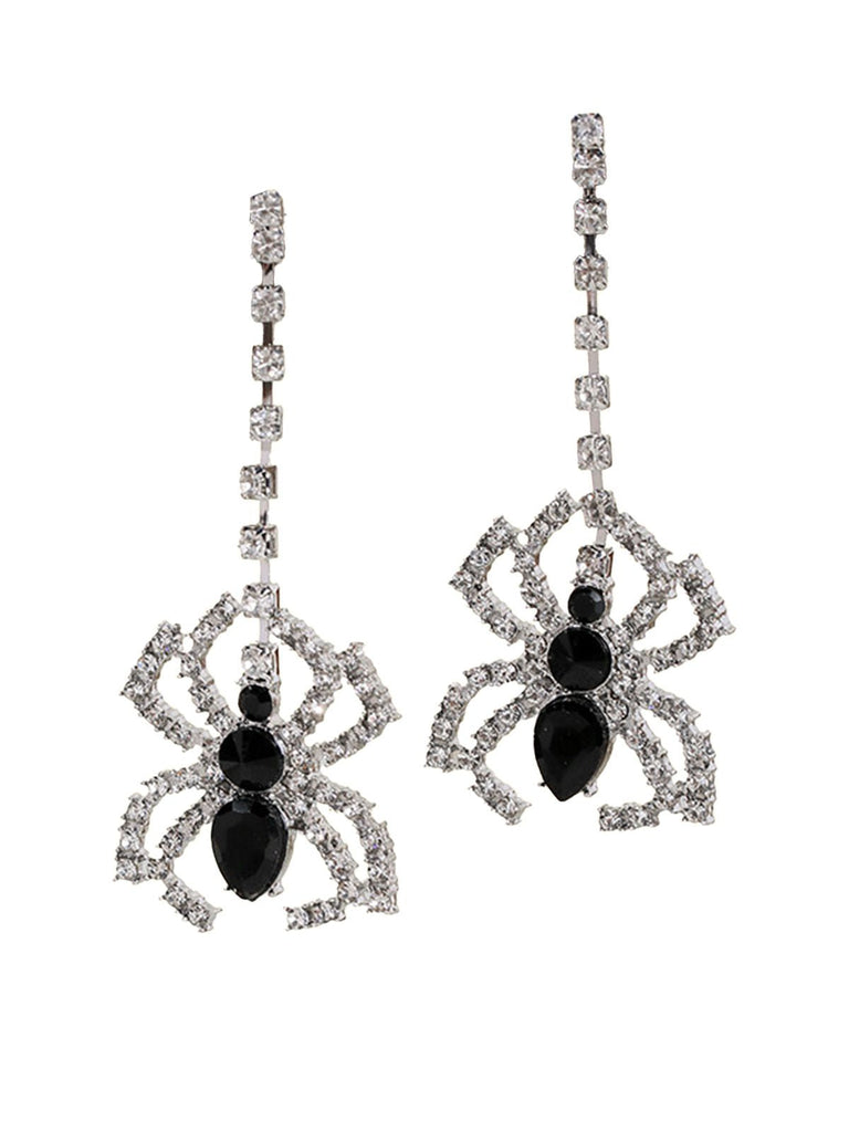 Boucles d'oreilles pendantes en argent avec strass et araignée pour Halloween