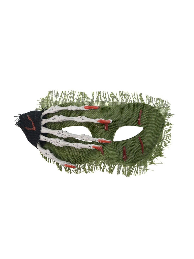 Masque pour les yeux vintage de main de squelette avec taches de sang