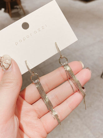 Boucles d'oreilles à pampilles en perles dorées vintage