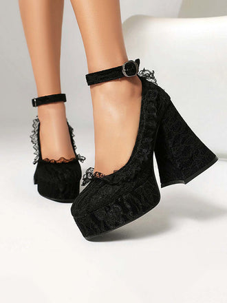 Talons épais punk en dentelle fleur d'Halloween
