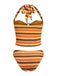 Maillot de bain dos nu rayé en maille orange années 1980