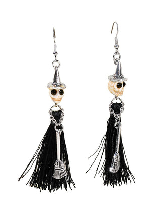 Boucles d'oreilles à pompons en forme de crâne d'Halloween