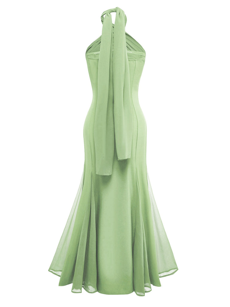 Robe convertible blanc col licou croisée en mousseline de soie années 1930