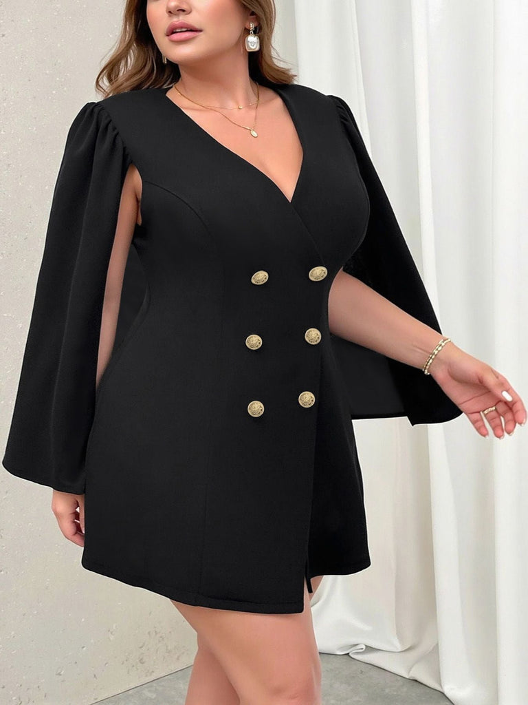 [Grande taille] Veste de costume croisée noire vintage des années 1970