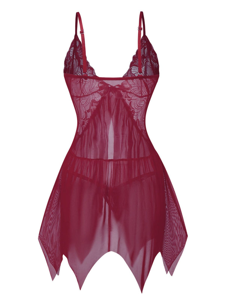 Ensemble de lingerie nuisette en dentelle et satin années 1980