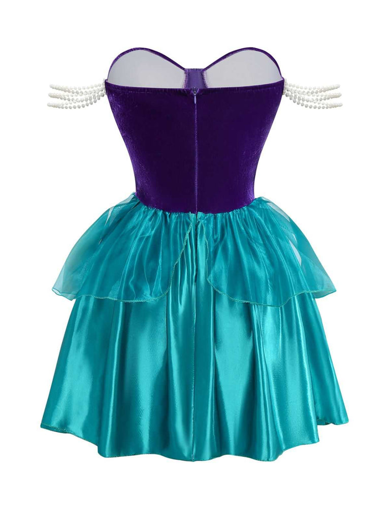 Robe de princesse sirène Ariel avec couronne années 1950