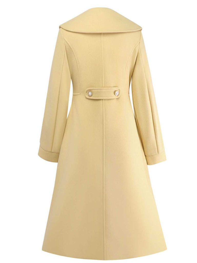 Manteau croisé à revers jaune des années 1930