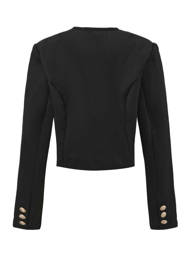 Veste courte noire en fausse laine unie années 1940