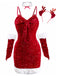 Ensemble robe rouge à paillettes torsadées Noël années 1960