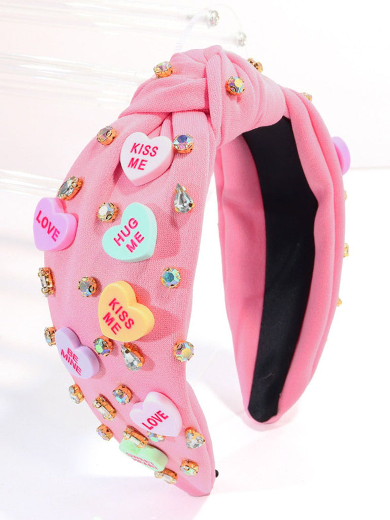 Bandeau à large bord en strass en forme de cœur