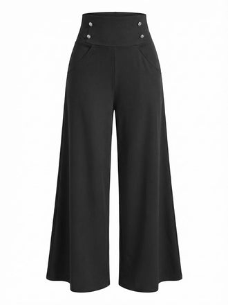 Pantalon à jambes larges taille haute et croisé années 1950