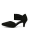 Escarpins rétro à bout pointu en daim à petits talons