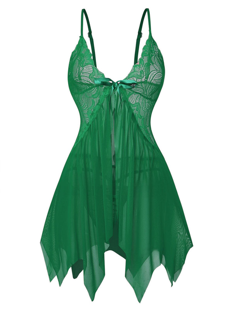 Ensemble de lingerie nuisette en dentelle et satin années 1980