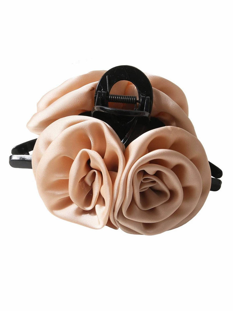 Pince à cheveux en satin rose florale 3D pour la Saint-Valentin