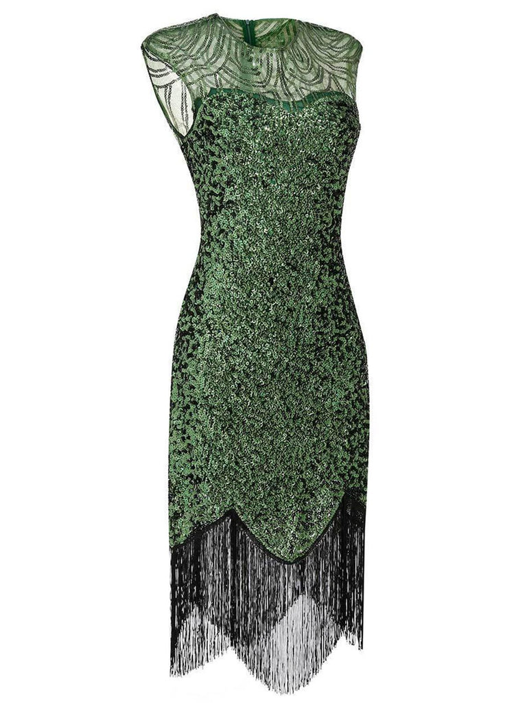 Robe de soirée à paillettes et franges des années 1920