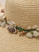 Chapeau soleil vintage raphia franges floral 3D