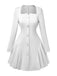 Robe Uni Plissée Manches Longues Col CœurAnnée 1950