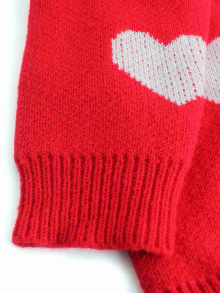 Cardigan en maille à imprimé cœur style Saint-Valentin années 1950