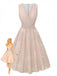 Robe rose sans manches à col V et ceinture florale années 1940