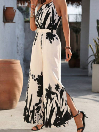 Combinaison blanche à bretelles plantes silhouettes années 1930